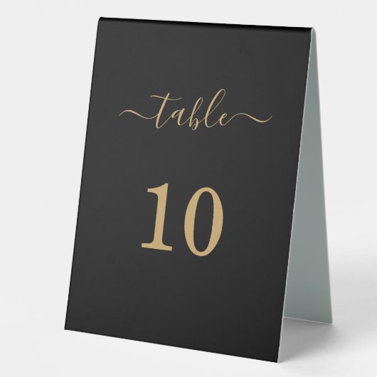 Plaque De Table Élégant Simple Glam Script Gold Party Noir (Recto)