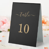 Plaque De Table Élégant Simple Glam Script Gold Party Noir (In SItu (Mariage))