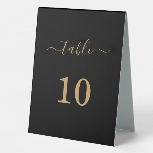 Plaque De Table Élégant Simple Glam Script Gold Party Noir (Verso)