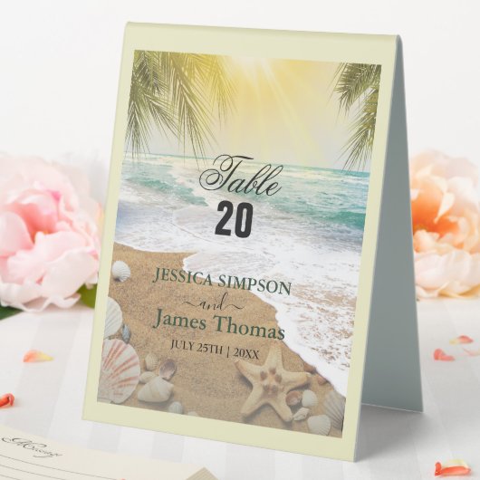 Plaque De Table Elégant Soleil Et Plage Blue Ocean (In SItu (Mariage))