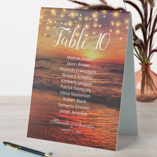 Plaque De Table Élégant Sunset Beach String Illuminations de siège (En SItu (Tableau))