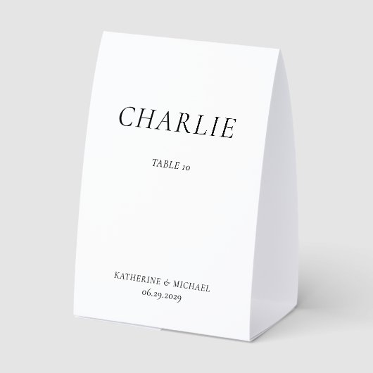 Plaque De Table Elegant Timeless White Wedding Table Tent Sign (Verso)