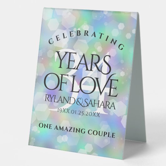 Plaque De Table Élégante 34e anniversaire du Mariage Opal (Recto)