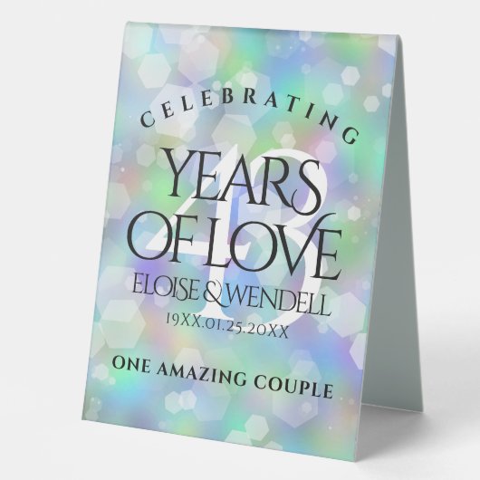 Plaque De Table Élégante 43ème anniversaire du Mariage Opal (Recto)