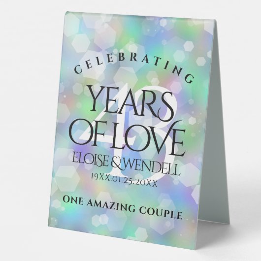Plaque De Table Élégante 43ème anniversaire du Mariage Opal (Verso)