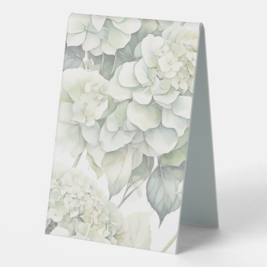 Plaque De Table Elégante aquarelle blanche vert hydrangée florale (Verso)