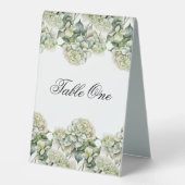 Plaque De Table Elégante aquarelle blanche vert hydrangée florale (Recto)