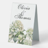 Plaque De Table Elégante aquarelle blanche vert hydrangée florale (Verso)