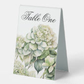 Plaque De Table Elégante aquarelle blanche vert hydrangée florale (Recto)