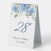 Plaque De Table Elégante aquarelle bleu Hydrangea Mariage (Recto)
