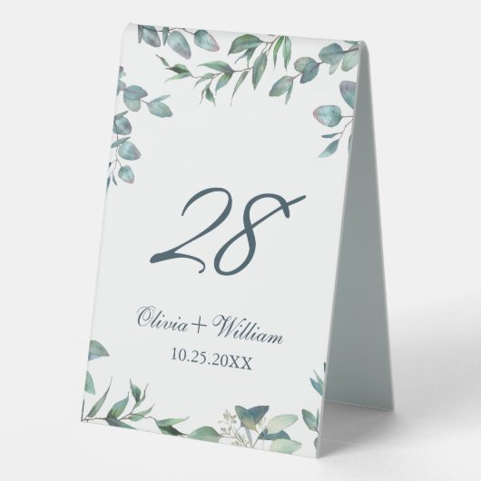 Plaque De Table Elégante aquarelle Eucalyptus Vert (Verso)