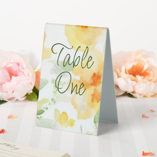 Plaque De Table Elégante aquarelle orangée fleurie (In SItu (Mariage))