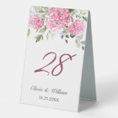 Plaque De Table Elégante aquarelle rose bleu Mariage Hydrangea (Verso)