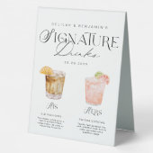 Plaque De Table Elégante aquarelle Sa signature Boisson Mariage (Verso)