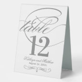 Plaque De Table Élégante calligraphie gris charbon Mariage de scri (Recto)