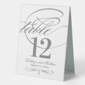 Plaque De Table Élégante calligraphie gris charbon Mariage de scri (Verso)