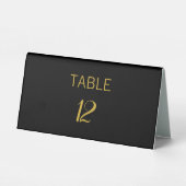 Plaque De Table Élégante calligraphie noir et or Numéro de table (Verso)