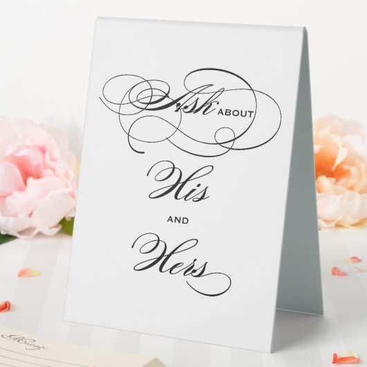 Plaque De Table Élégante calligraphie noire Son et ses boissons (In SItu (Mariage))