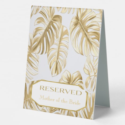 Plaque De Table Elégante carte de placement Mariage Monstera Gold (Verso)