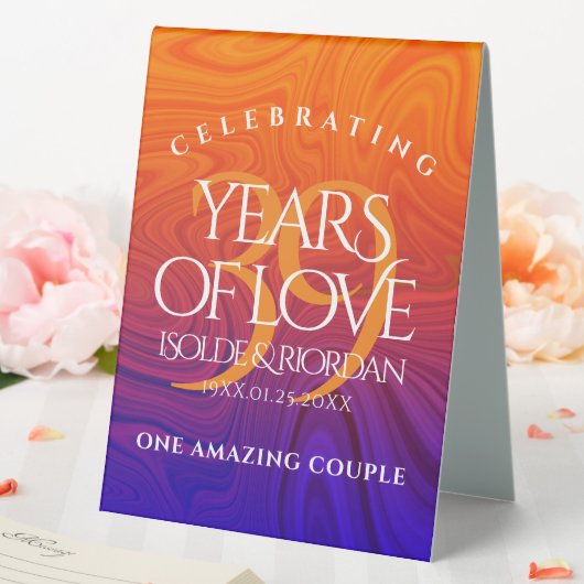 Plaque De Table Élégante célébration du 39e anniversaire du Mariag (In SItu (Mariage))