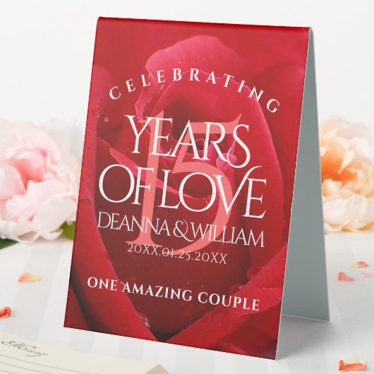 Plaque De Table Élégante fête du 15e anniversaire du Mariage Rose (In SItu (Mariage))