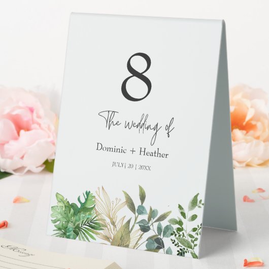 Plaque De Table Élégante feuille botanique (In SItu (Mariage))