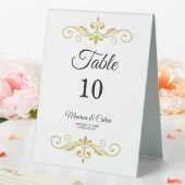 Plaque De Table Elégante Filigree or sur blanc, Mariage (In SItu (Mariage))