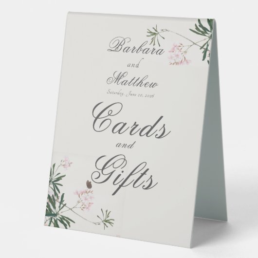 Plaque De Table Élégante Fleur Rose Botanique avec Papillon  (Recto)