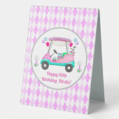 Plaque De Table Élégante partie de golf féminin Panier Anniversair (Recto)