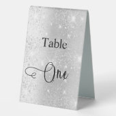 Plaque De Table Elégante parties scintillant argent calligraphie t (Verso)