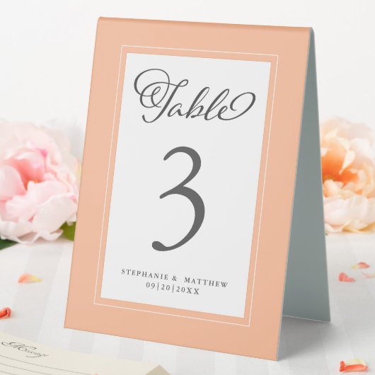 Plaque De Table Elégante Pêche Blanc Mariage Réception Chic (In SItu (Mariage))
