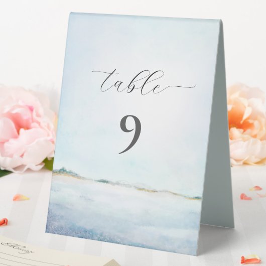 Plaque De Table Elégante Plage Simple Peint Aquarelle Côtière (In SItu (Mariage))