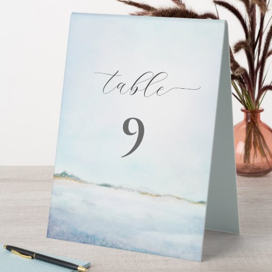 Plaque De Table Elégante Plage Simple Peint Aquarelle Côtière (En SItu (Tableau))