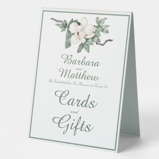 Plaque De Table Elégante Réception En Fleur De Magnolia Blanche (Recto)