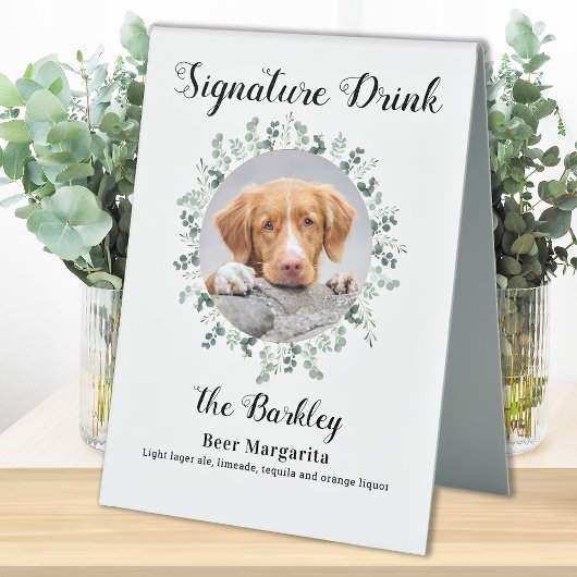 Plaque De Table Élégante signature Boire animal de compagnie Maria