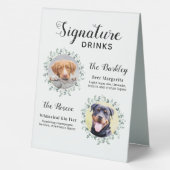 Plaque De Table Élégante signature Boissons Animaux Mariages Chien (Verso)