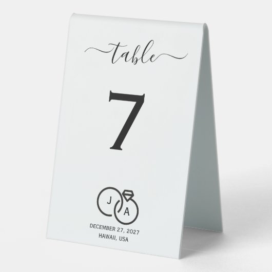 Plaque De Table Élégante table simple Mariage moderne (Verso)