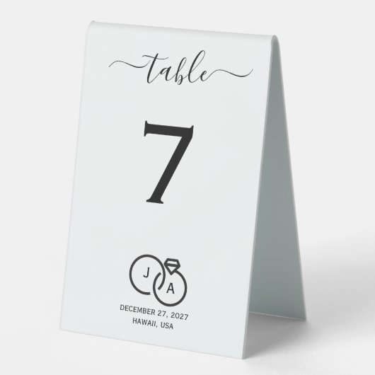 Plaque De Table Élégante table simple Mariage moderne (Recto)