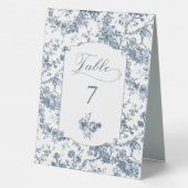 Plaque De Table Élégante toile Florale Bleue Française Gravée (Verso)