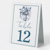 Plaque De Table Elégante Tulipes Blances et Bleues en Vase Mariage (Verso)