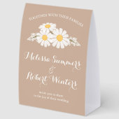 Plaque De Table Élégantes Fleurs Blanches Mariage Beige (Arrière)