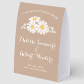 Plaque De Table Élégantes Fleurs Blanches Mariage Beige (Recto)