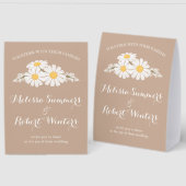 Plaque De Table Élégantes Fleurs Blanches Mariage Beige (Recto/Verso)