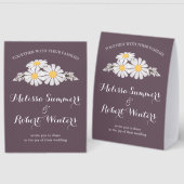 Plaque De Table Élégantes Fleurs Blanches Mariage Dark Purple (Recto/Verso)