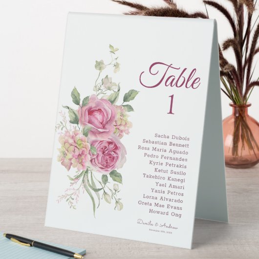 Plaque De Table Élégantes fleurs Mariage personnalisé Numéro de ta (En SItu (Tableau))