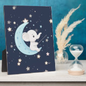 Plaque de table Éléphant bébé pêchant des étoiles (Côté)