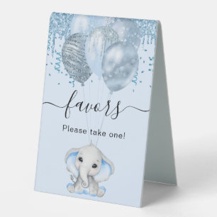 Plaque De Table Éléphant de baby shower garçon ballons bleus faveu