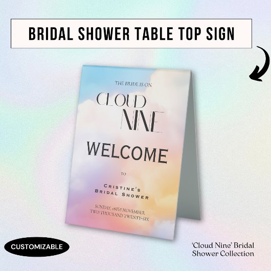 Plaque De Table Elle est au septième ciel Fête de mariage arc-en-c