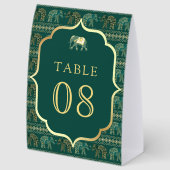 Plaque De Table Emerald Elephant Indian Wedding Table Number (Arrière)