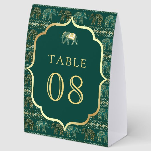 Plaque De Table Emerald Elephant Indian Wedding Table Number (Arrière)